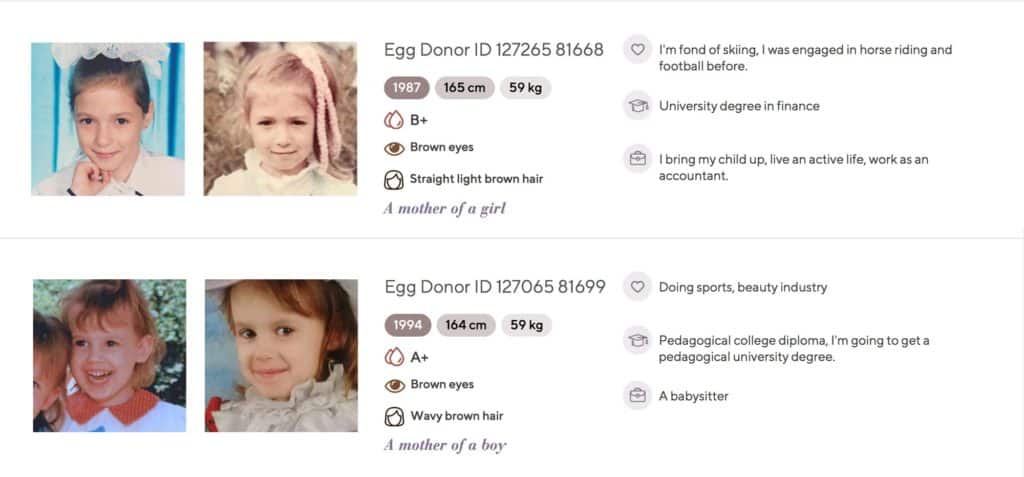 Katalogen över äggdonatorer